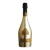 Brignac Rosé Ace luxury pink metallic champagne bottle showcasing its striking mirror plated pink glass design and detailed hand polished pewter labels.