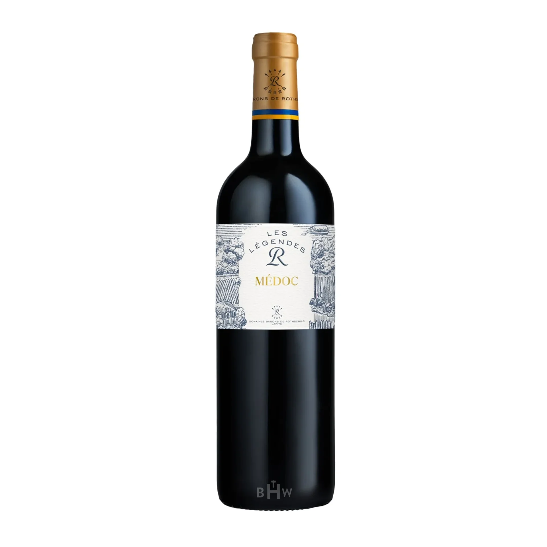 The Lafite Aristocratic Cabernet 2018 vintage bottle standing proudly under gallery lighting showcasing the iconic minimalist white label with the historic stone tower illustration.