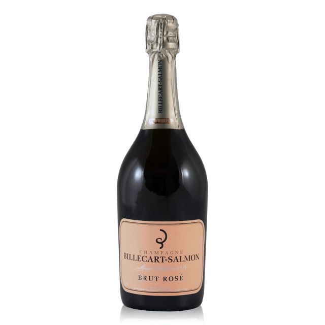 Billecart Salmon Rose Radiance bottle standing elegantly against a white backdrop, showcasing its classic clean bottle profile, iconic pale pink rectangular label, and sleek matching silver-grey neck foil.